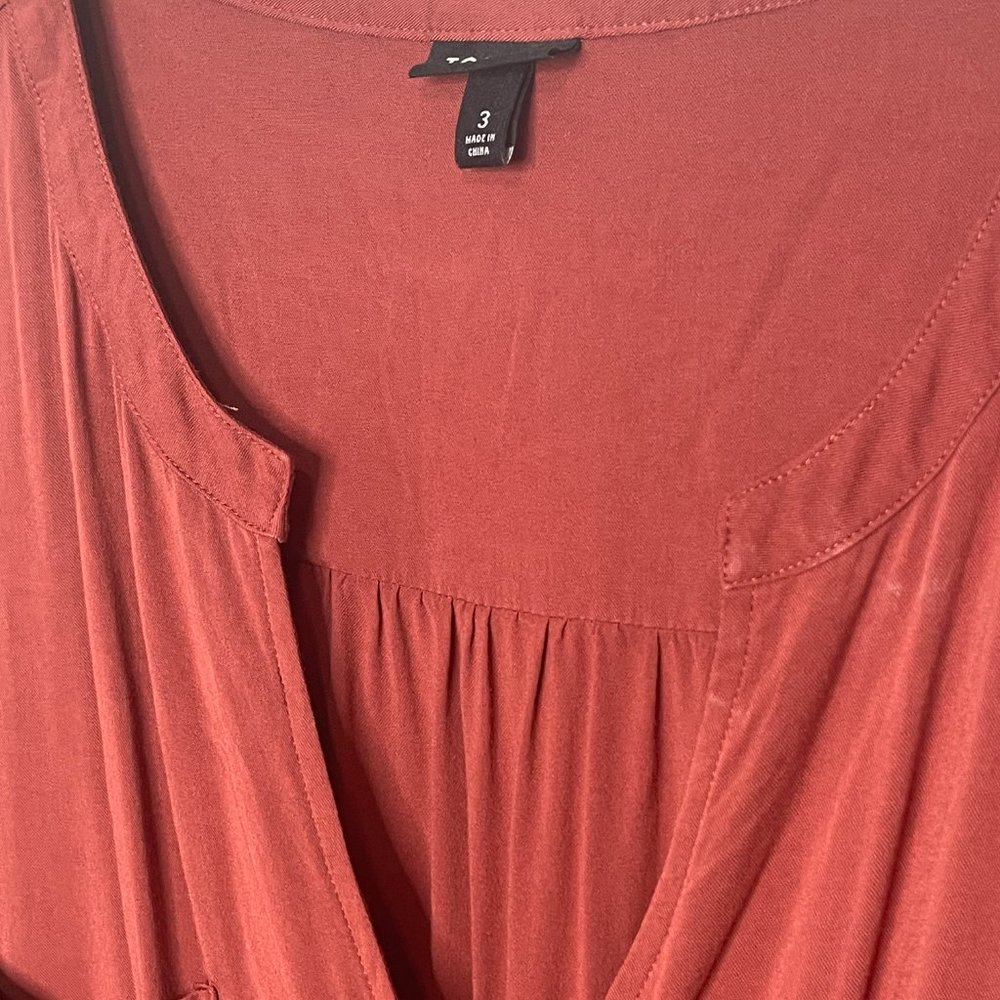 *SOLD* Torrid Challis Drawstring Shirt Dress Brick Red with Pockets 3 3X 22/24 - Picture 5 of 7
